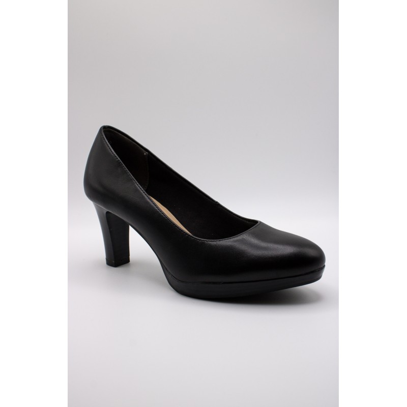 Escarpins cuir noir talon bloc Tamaris 1-22410-41-001