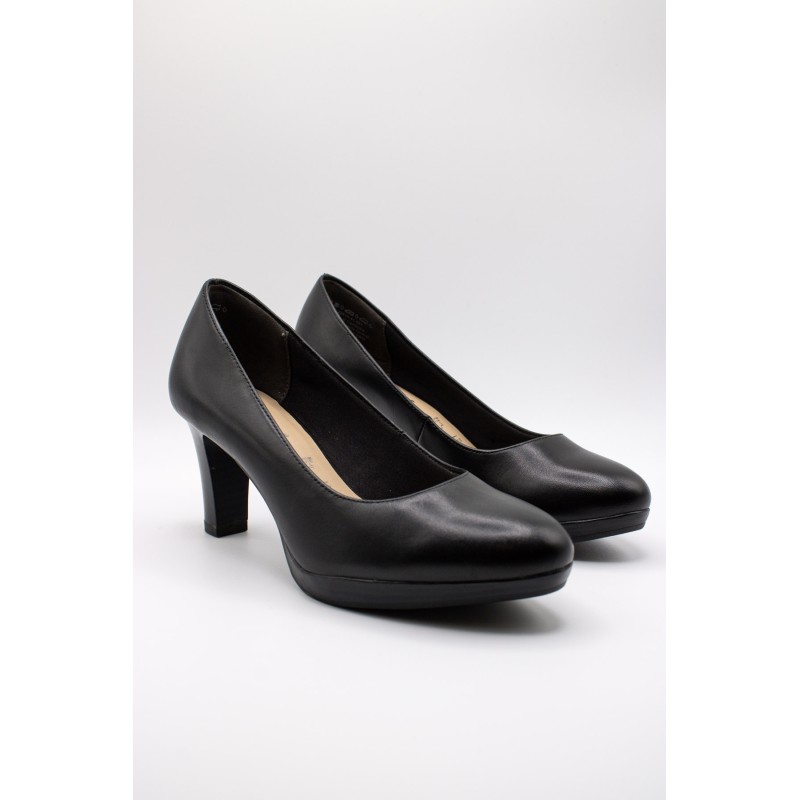 Escarpins cuir noir talon bloc Tamaris 1-22410-41-001