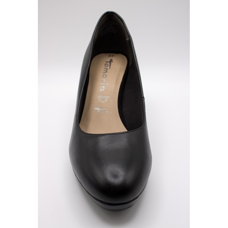 Escarpins cuir noir talon bloc Tamaris 1-22410-41-001