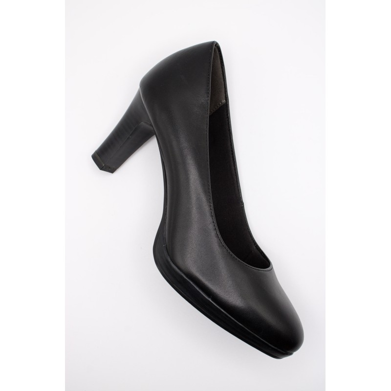 Escarpins cuir noir talon bloc Tamaris 1-22410-41-001