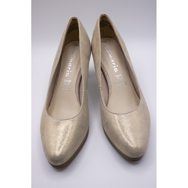 Escarpins dorés cuir femme Tamaris 1-22433-41