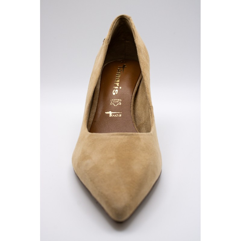 Escarpins cuir beige talon bloc Tamaris 1-22427-43