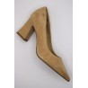 Escarpins cuir beige talon bloc Tamaris 1-22427-43