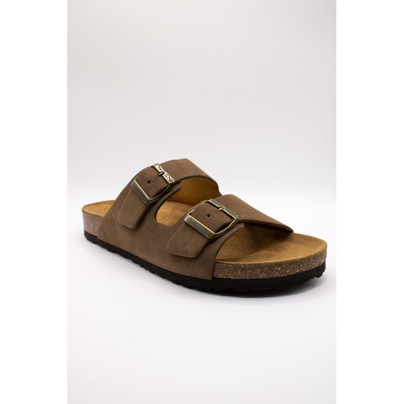 Sandales cuir marron homme double brides OTHER STEP