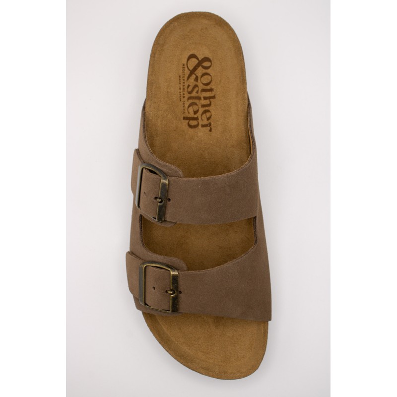 Sandales cuir marron homme double brides OTHER STEP