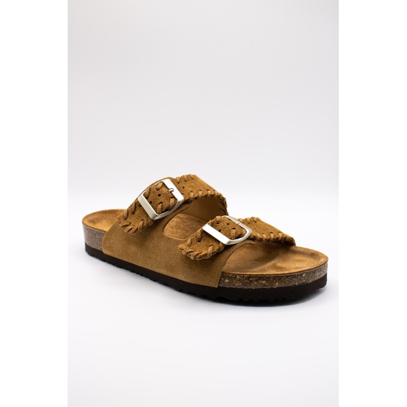 Sandales cuir tressé femme double brides DEIDA