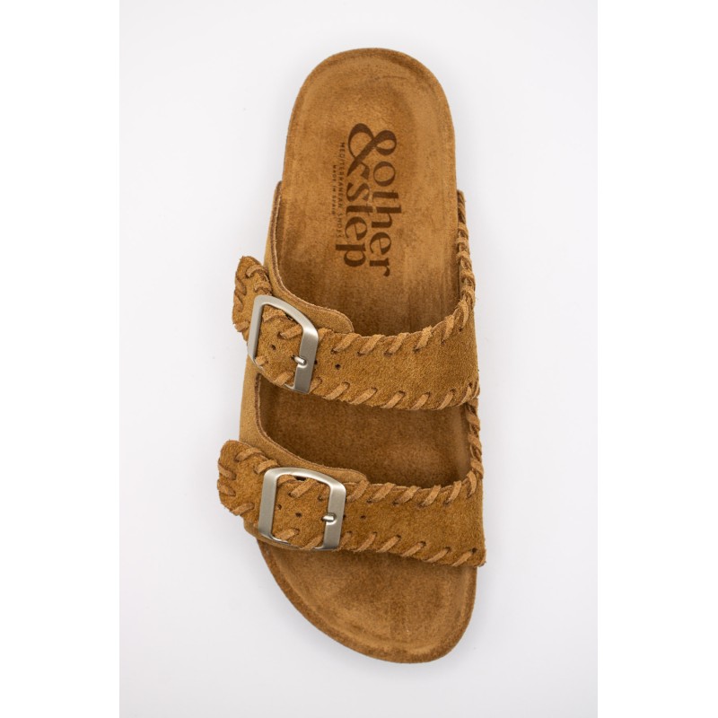 Sandales cuir tressé femme double brides DEIDA