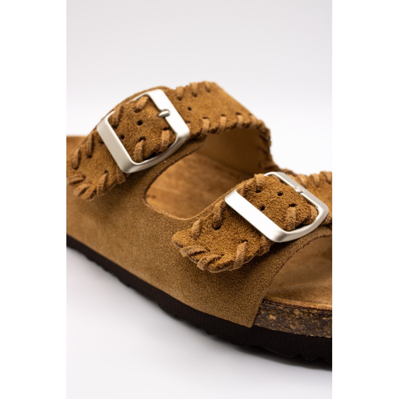 Sandales cuir tressé femme double brides DEIDA