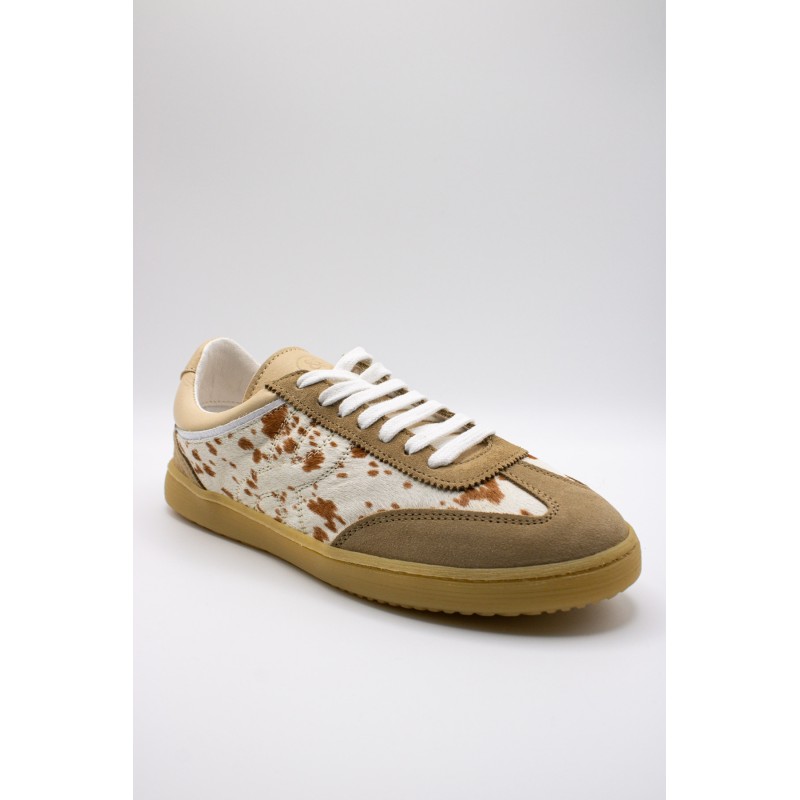 Baskets cuir beige femme Éléa poils vache OTHER STEP