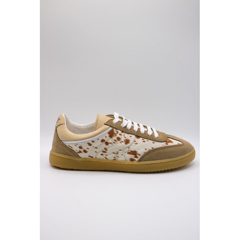 Baskets cuir beige femme Éléa poils vache OTHER STEP
