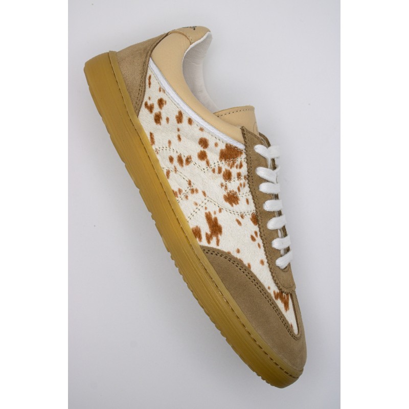Baskets cuir beige femme Éléa poils vache OTHER STEP