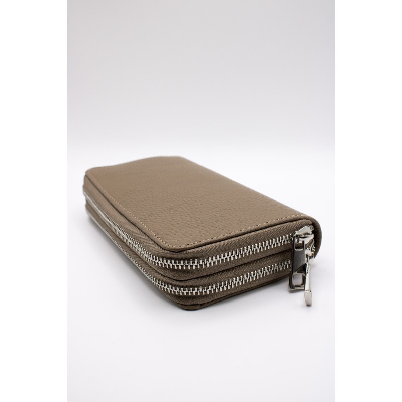 Portefeuille en cuir taupe - MARLON Femme