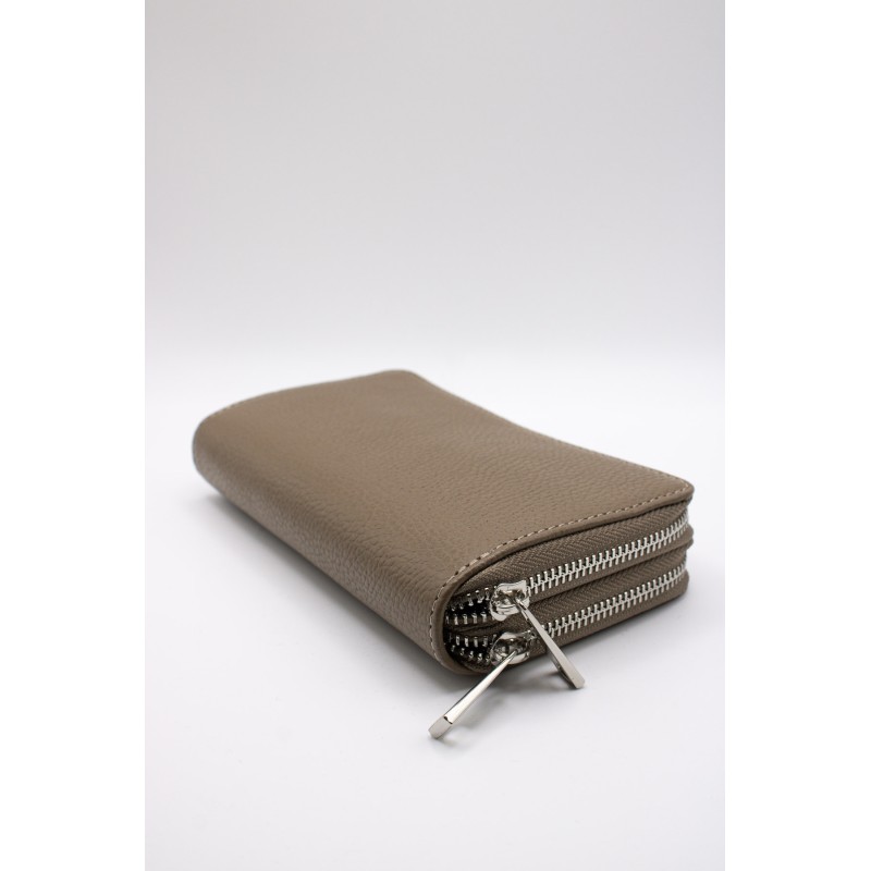 Portefeuille en cuir taupe - MARLON Femme