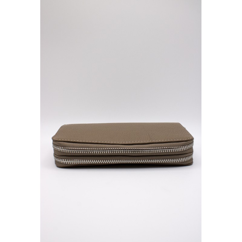 Portefeuille en cuir taupe - MARLON Femme