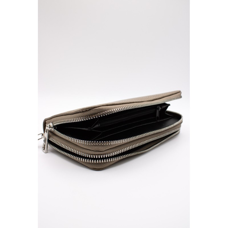 Portefeuille en cuir taupe - MARLON Femme