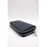 Portefeuille cuir bleu marine femme double poche