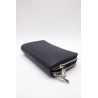 Portefeuille cuir bleu marine femme double poche