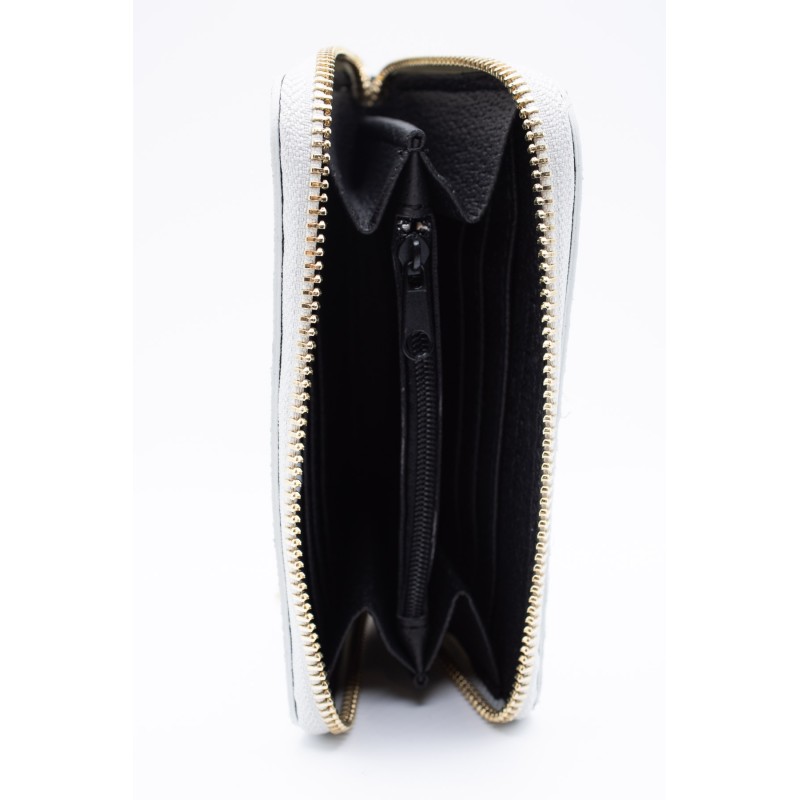 Porte-monnaie cuir argenté femme