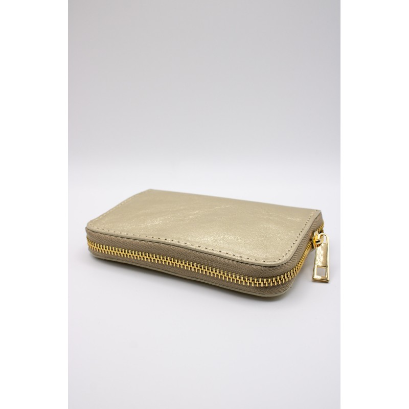 Porte-monnaie en cuir doré - MARLON Femme