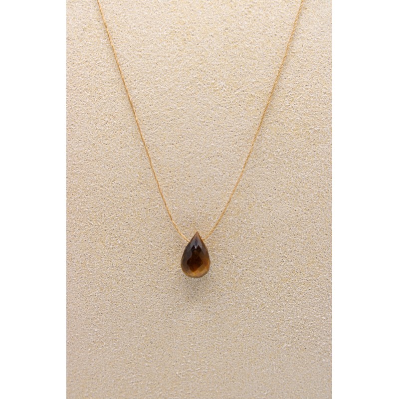 Collier goutte oeil de tigre - UNE A UNE