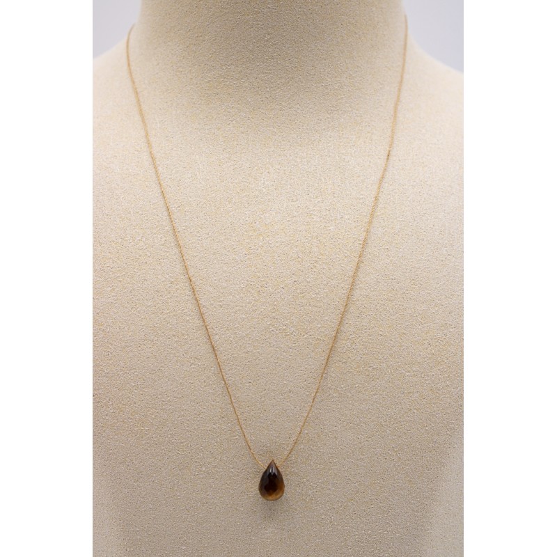 Collier goutte oeil de tigre - UNE A UNE