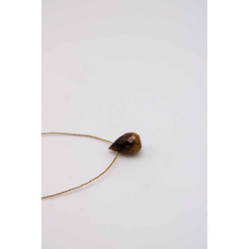 Collier goutte oeil de tigre - UNE A UNE