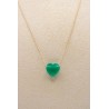 Collier cœur onyx vert - UNE A UNE