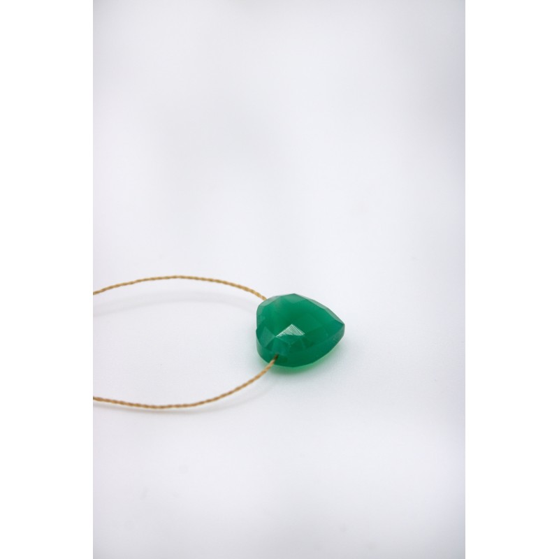 Collier cœur onyx vert - UNE A UNE