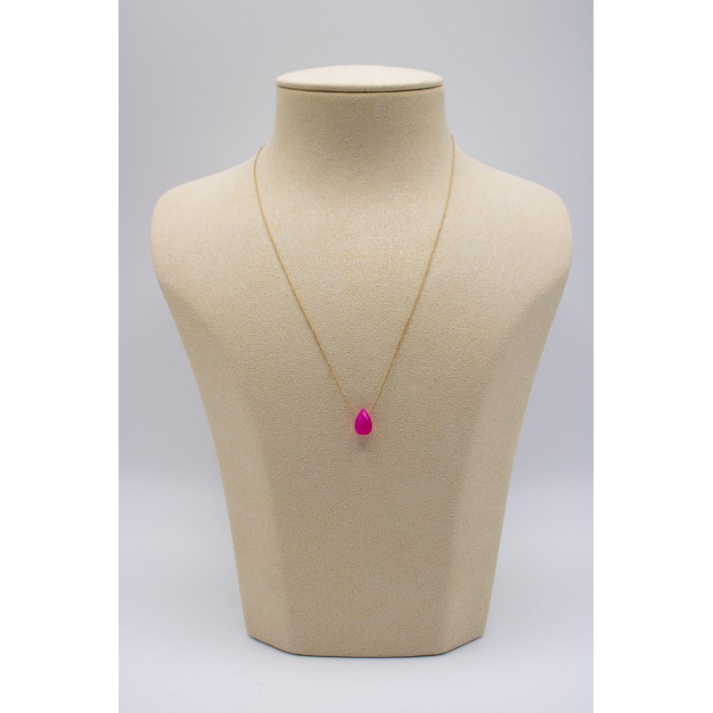 Collier goutte agathe rose - UNE A UNE