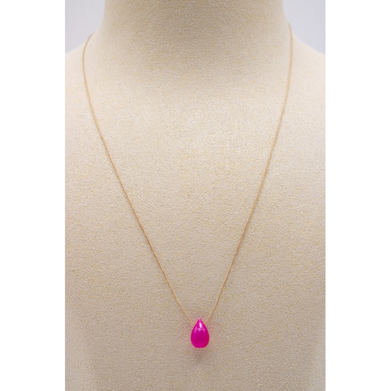 Collier goutte agathe rose - UNE A UNE