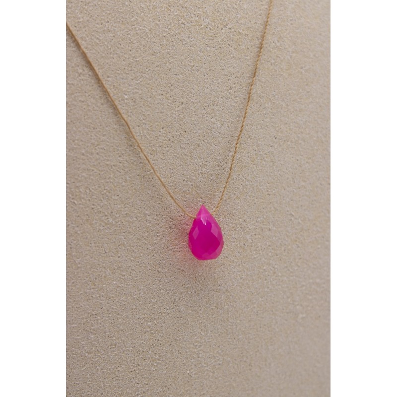 Collier goutte agathe rose - UNE A UNE