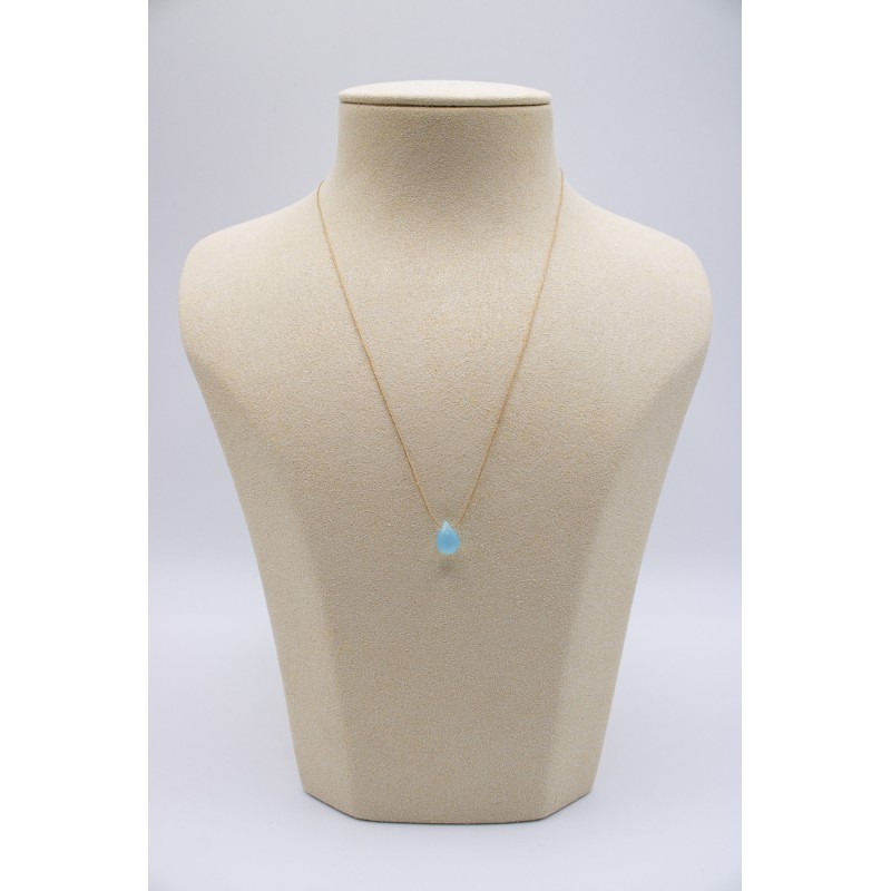 Collier goutte agathe bleu azur Une à Une
