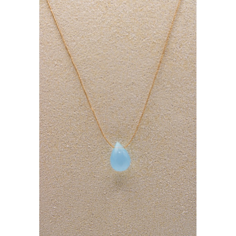 Collier goutte agathe bleu azur Une à Une