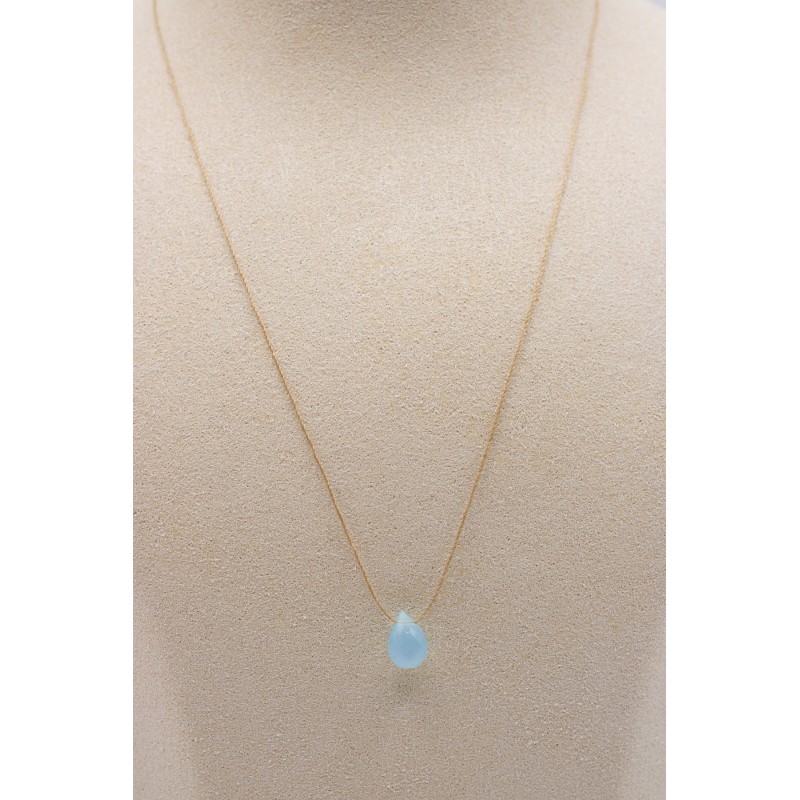 Collier goutte agathe bleu azur Une à Une