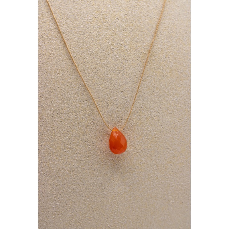 Collier goutte cornaline - UNE A UNE