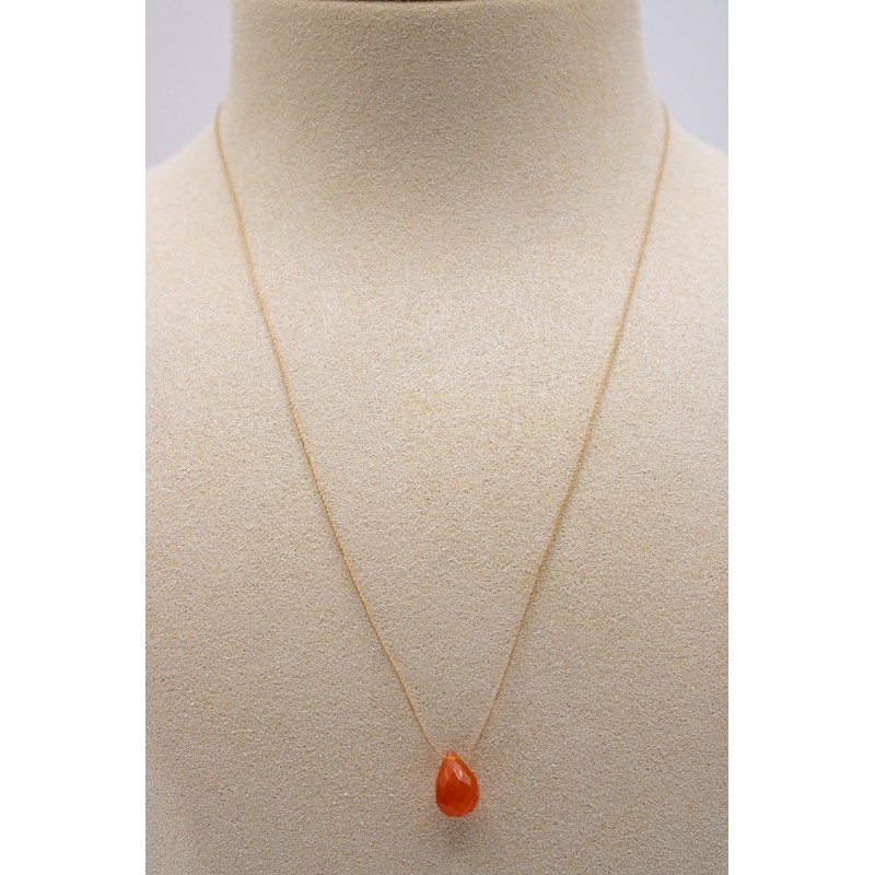 Collier goutte cornaline - UNE A UNE