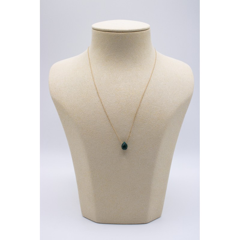 Collier goutte beryl emeraude - UNE A UNE