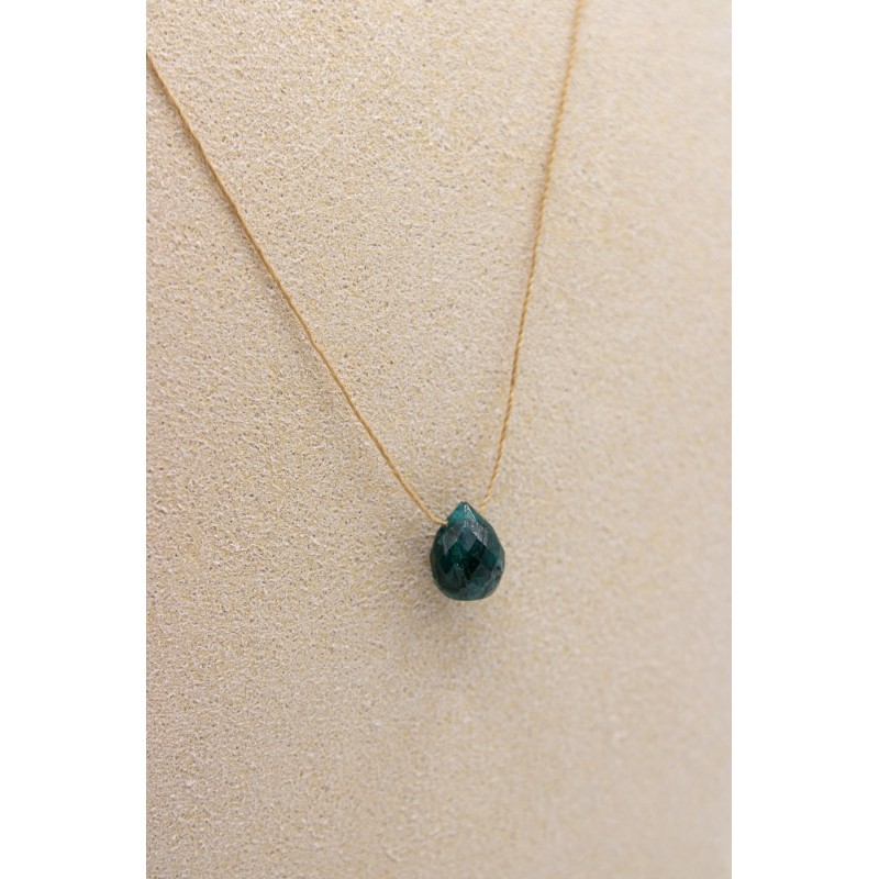 Collier goutte beryl emeraude - UNE A UNE