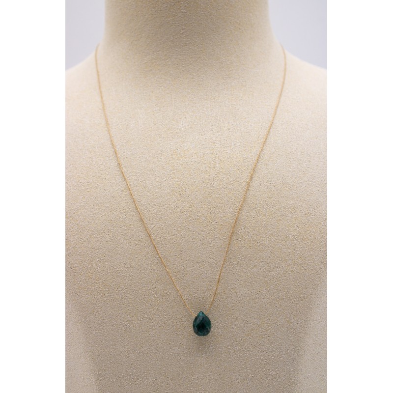 Collier goutte beryl emeraude - UNE A UNE