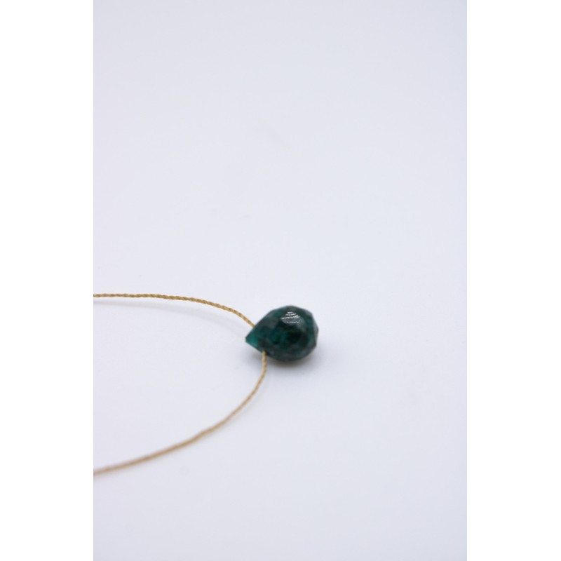 Collier goutte beryl emeraude - UNE A UNE