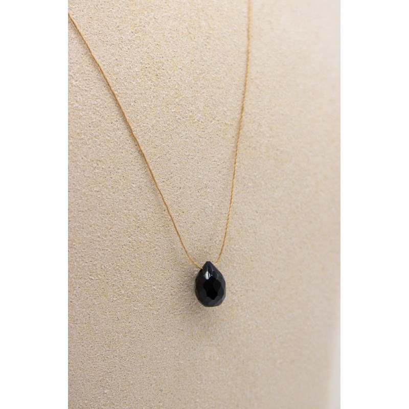 Collier goutte onyx noir - UNE A UNE
