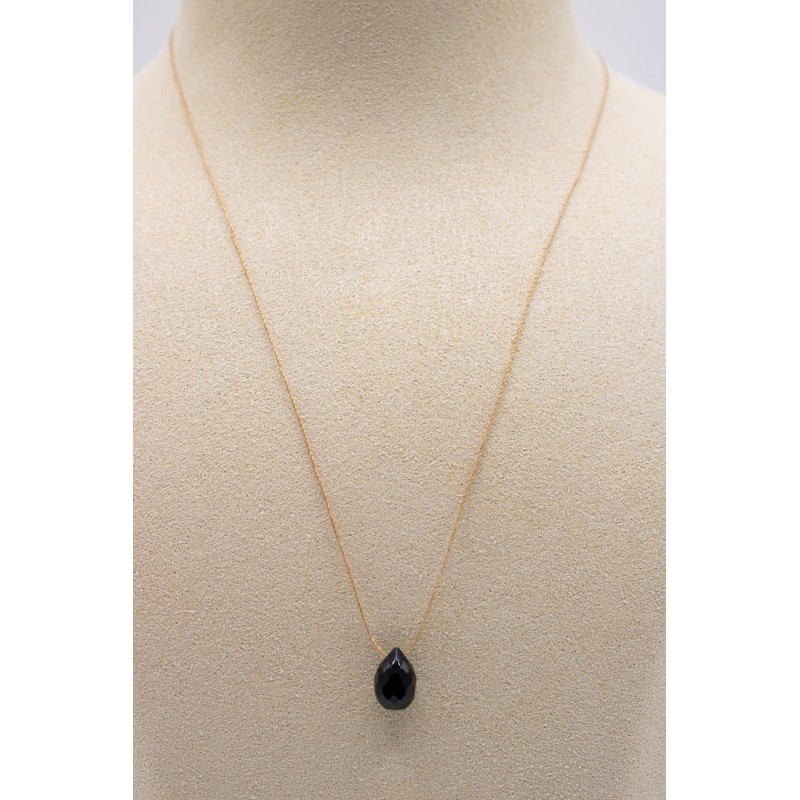 Collier goutte onyx noir - UNE A UNE