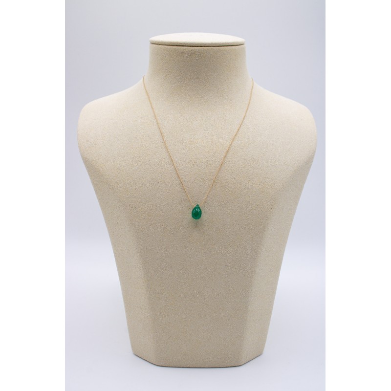 Collier goutte onyx vert - UNE A UNE