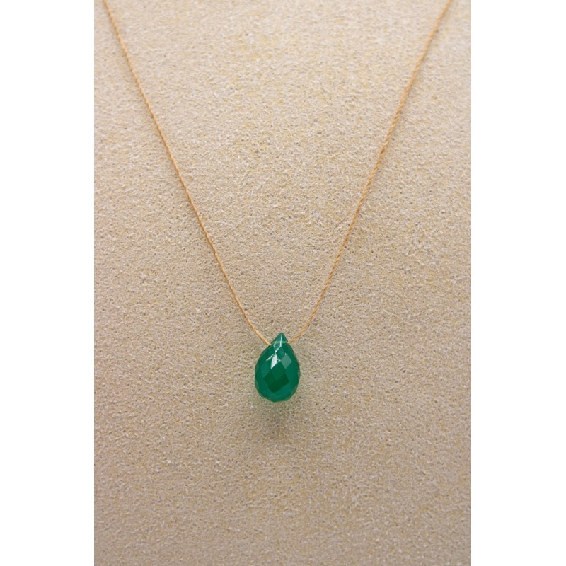 Collier goutte onyx vert - UNE A UNE