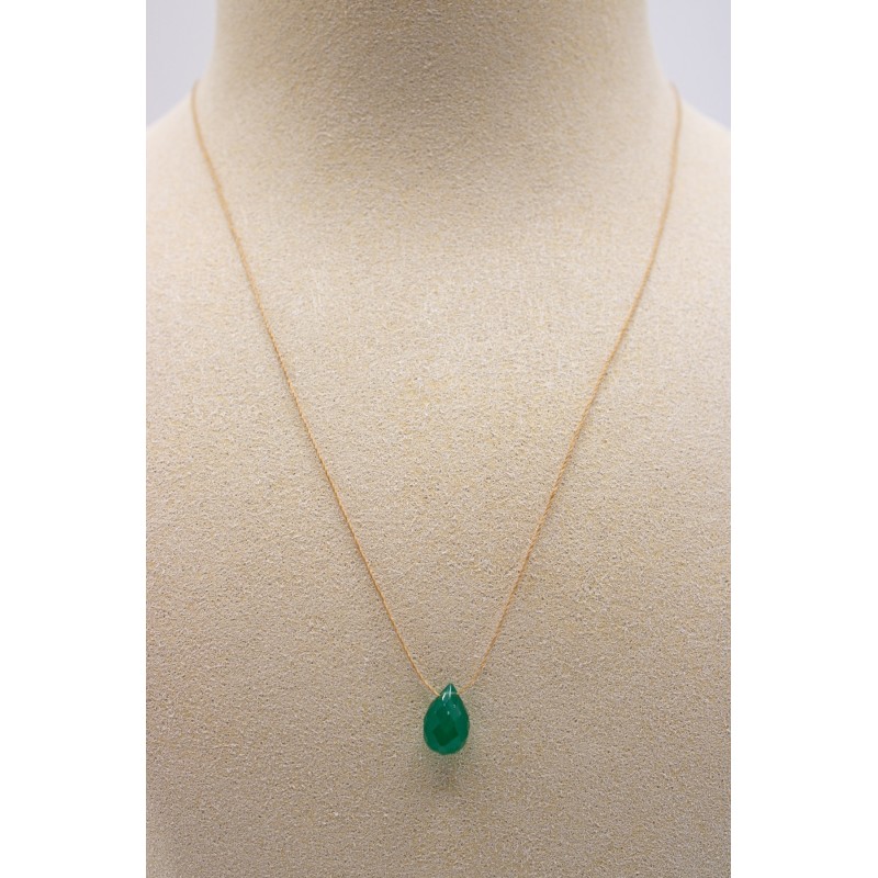 Collier goutte onyx vert - UNE A UNE
