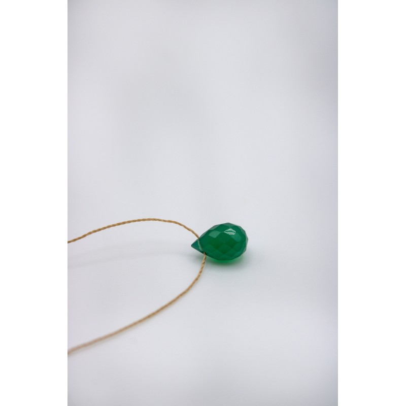 Collier goutte onyx vert - UNE A UNE