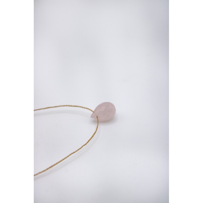 Collier goutte quartz rose - UNE A UNE