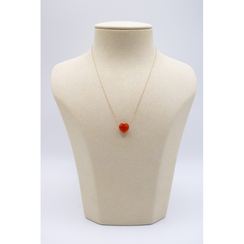Collier coeur cornaline - UNE A UNE