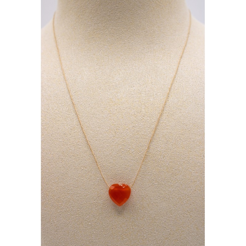 Collier coeur cornaline - UNE A UNE