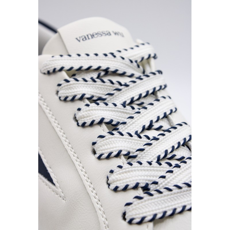 Baskets Vanessa Wu BK2838 Jane blanc bleu marine